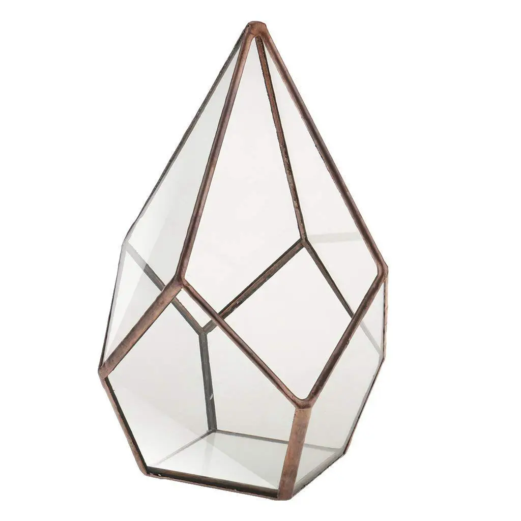 Декоративная-стеклянная ваза для цветов, прозрачная, геометрическая форма, фантазия, домашний/Свадебный орнамент, Cuivre, 12x12x17 см