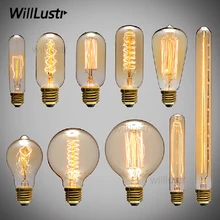 Лампа накаливания Эдисона Светильник лампы Винтаж ретро промышленного Стиль лампа E27 старинные лампочки модные Лофт ламп накаливания 110V 220V 40W