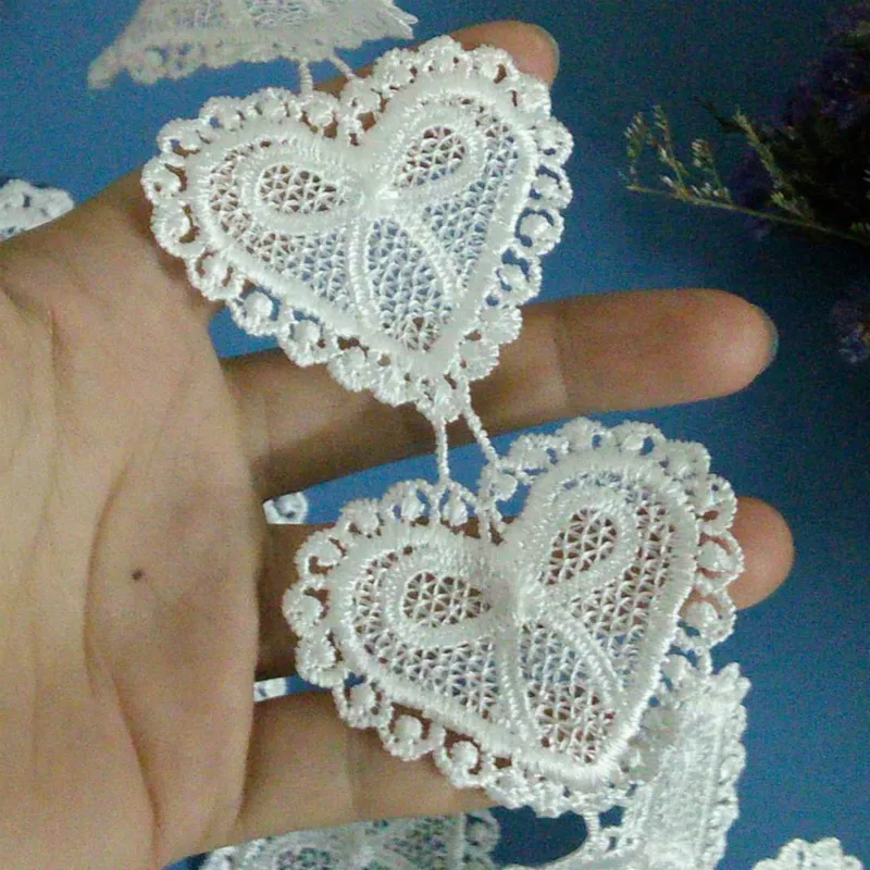 10x Сердце 3D 5 5x5 см Хлопок шестигранный цветок вышитый кружевной отделкой