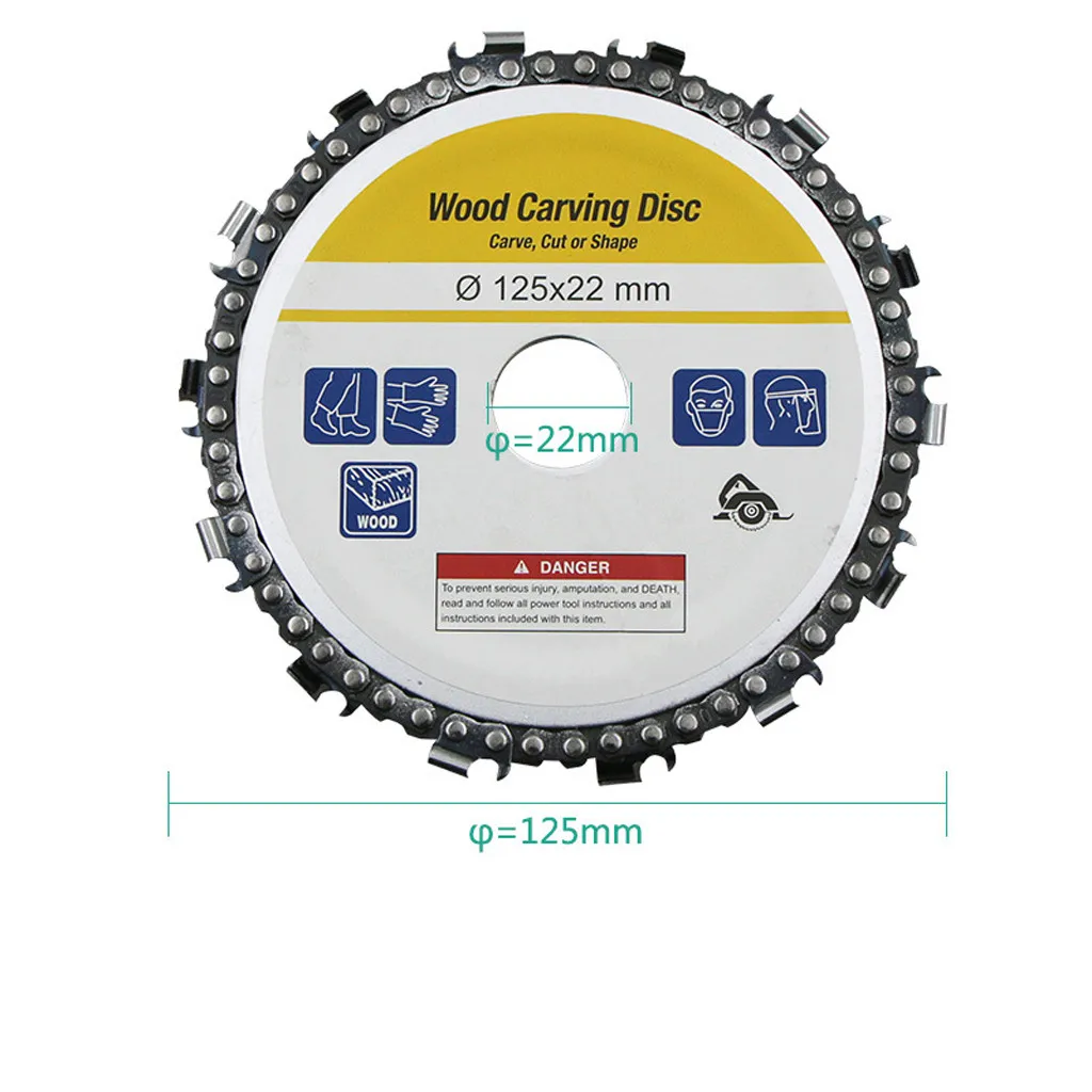 Диск для резьбы по дереву 5 дюймов шлифовальный диск с цепью Woood шлицевая пила для 12522 мм Угловая шлифовальная пила Лезвие для резки W#10