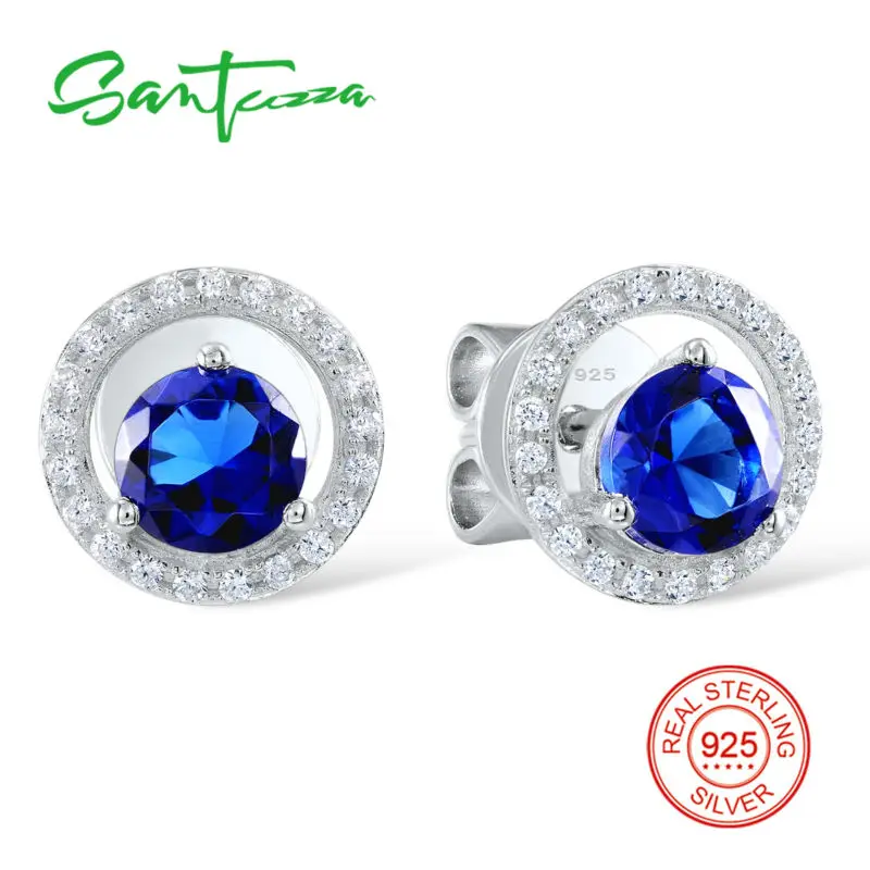 

SANTUZZA Silver Earrings For Women 925 Sterling Silver Stud Earrings Silver 925 with Stones Cubic Zirconia brincos Jewelry