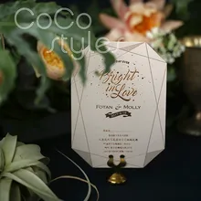 Cocostyles пользовательские короткие геометрические лайнер высечки дизайн Пригласительные карты с золотым с контрастным принтом для модных свадебных приглашений