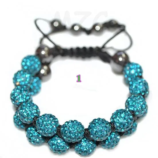

Hot !Free Shipping! 22Bead 10mm Double row New Style GY micro pave Disco Ball Beads crystal crystal bracelet