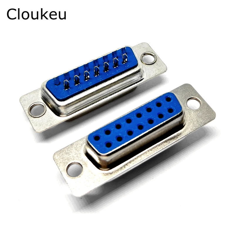 

5Pcs DB15 hole Female Solder cup connector DB15F serial port adapter 2 row foot