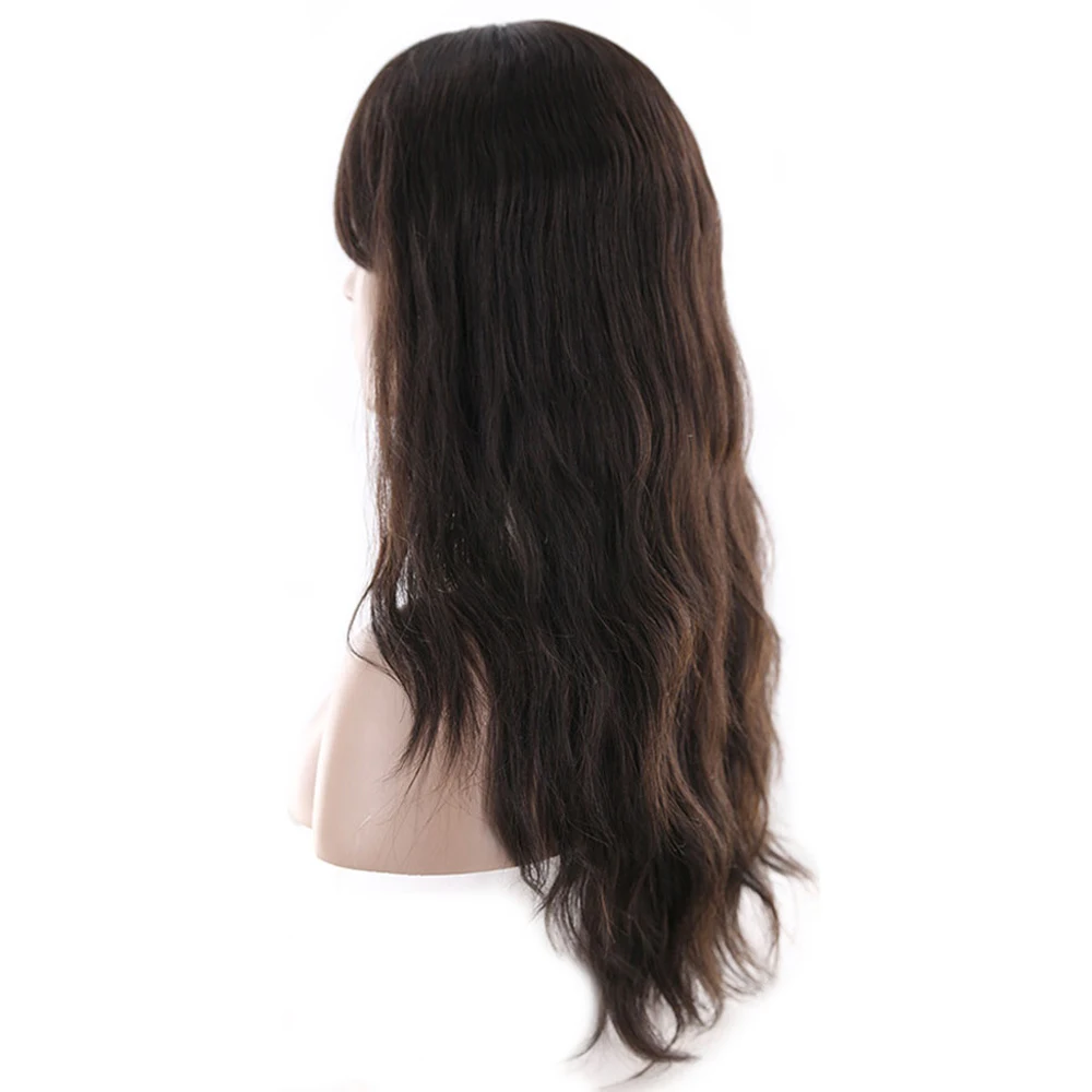 Натуральные волнистые человеческие волосы парики с челкой средняя часть X-TRESS натуральный цвет бразильские волосы Remy парик для женщин 18-22 дюймов