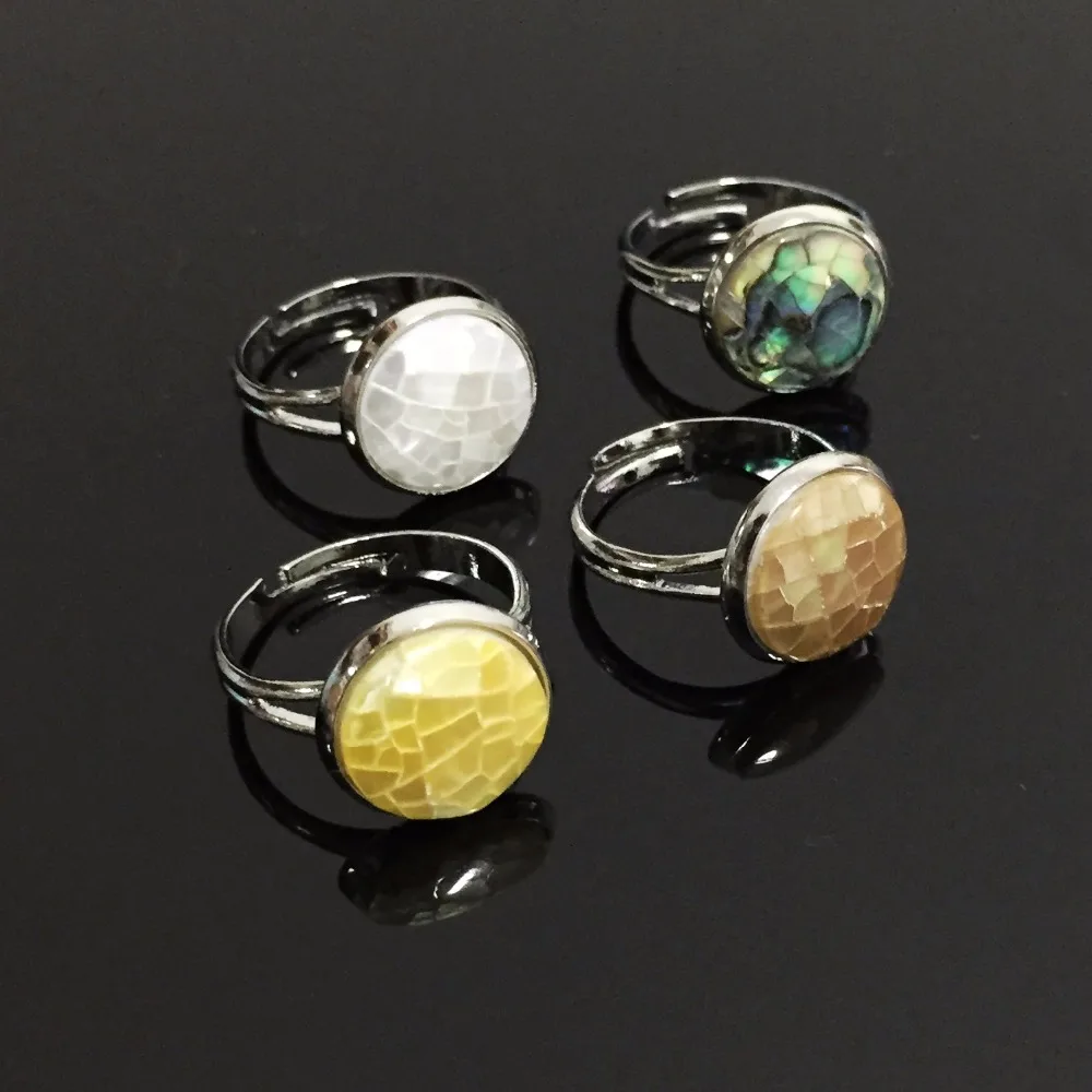 

Small Mother of Pearl Rings Natural Seashell Ring Pink White Abalone Shell Adjustable Finger Rings Party Wedding Women Jewelry