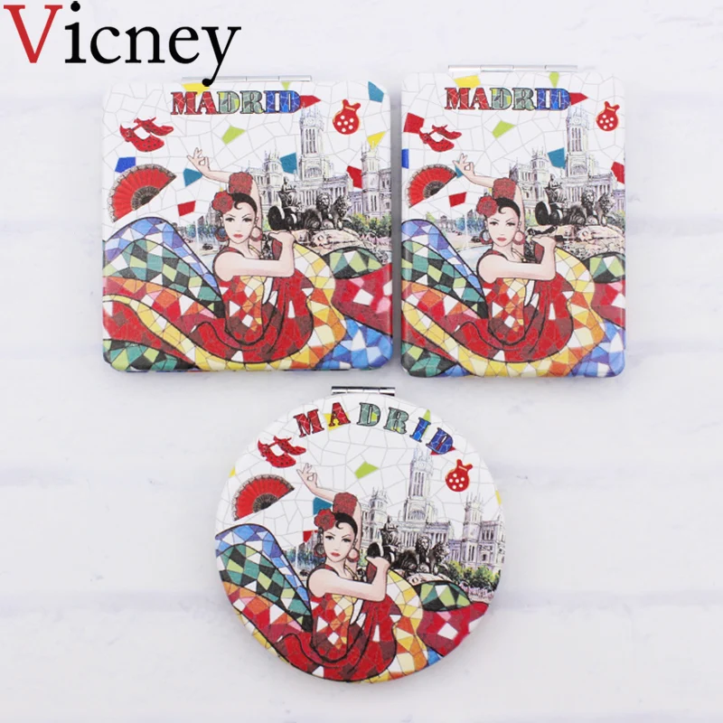 

Vicney Portable Foldable Pocket Makeup Mirror Woman fashion Dancing girl creative Compact Mirror Double Sides Magnifying Mirror