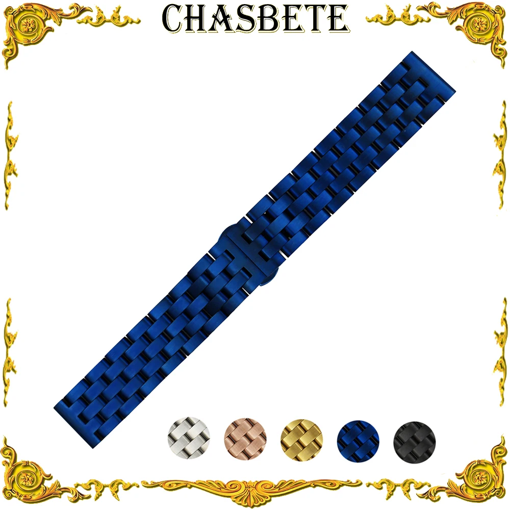 

20mm 22mm Stainless Steel Watch Band for Fossil Quick Release Metal Strap Wrist Loop Belt Bracelet Silver Black Blue Gold + Pin