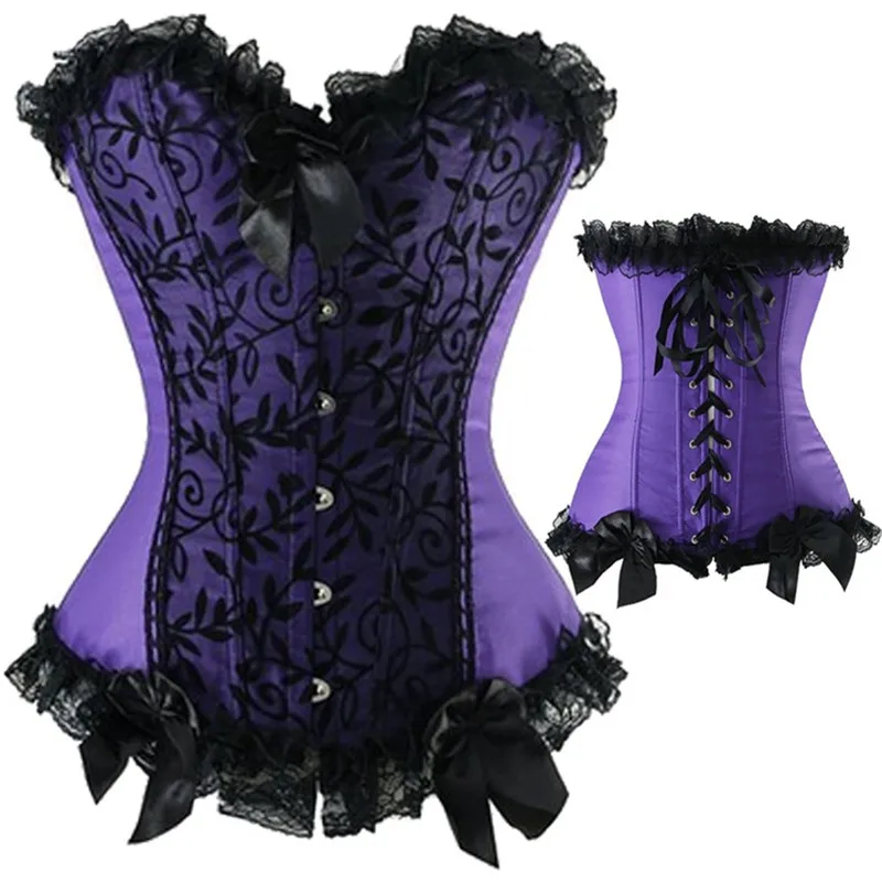 Сексуальные женщины зеленый кружевной атласной бантом корсеты Overbust мода