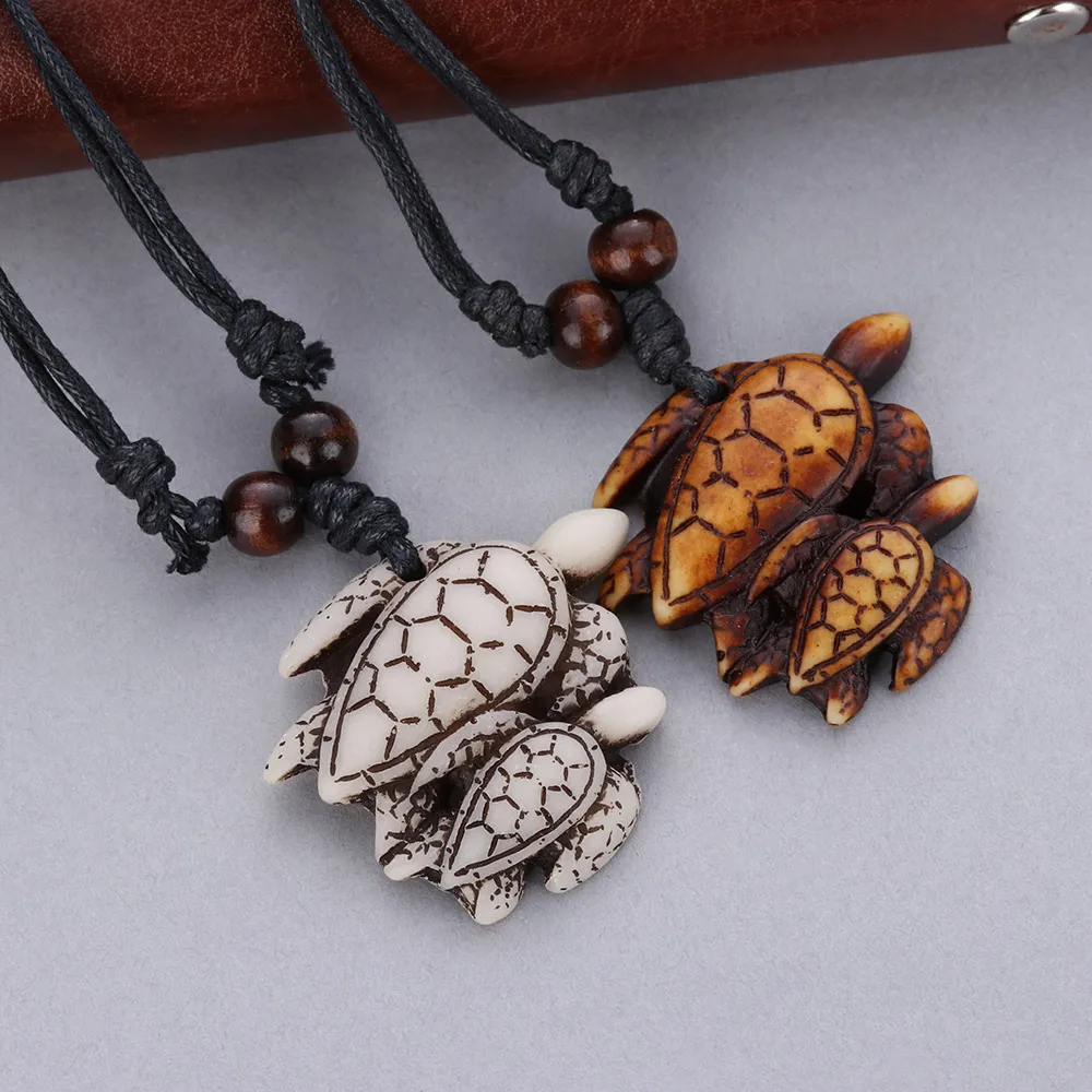 

1pc Tribal Imitation Yak Bone White Brown Carved Turtle Charms Pendants Necklace Amulet Pendant Gift New