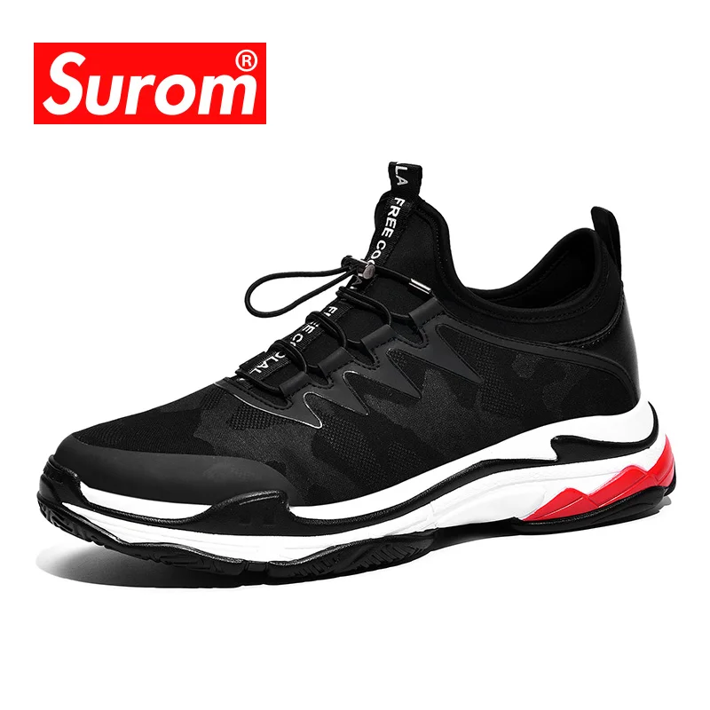 

SUROM 2018 Men's Fashion Casual Shoes Trend Male Fly weave Breathable Canvas Sneakers Men's Dad Shoes New Triple Clunky sneakers