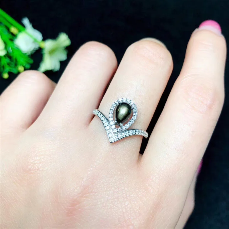 

New Crown Natural Starlight Sapphire Rings for Women Gifts 0.75Ct Genuine gems with CZ Fine jewelry 925 Sterling Silver #519