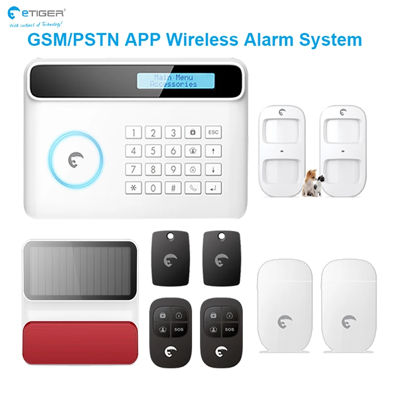 eTIGER Timed Arm Disarm Backup battery GSM Remote Tamper Window Door