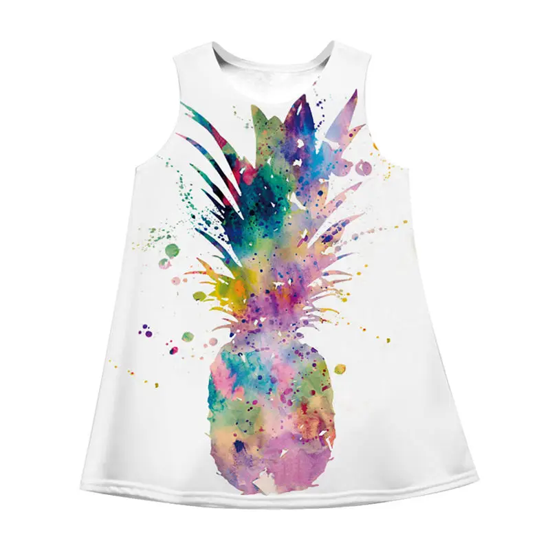 Платье для девочек с изображением кота и галактики летнее платье принцессы без рукавов с цветочным рисунком пляжное детское летнее платье для детей 8, 9, 10, 11 лет - Цвет: TE10036
