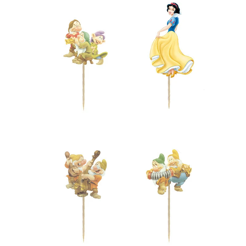 

24pcs Snow White Princess Party Cake Topper Wedding Cupcake Decoration Happy Birthday Party Supplies Baby Children Party Decor