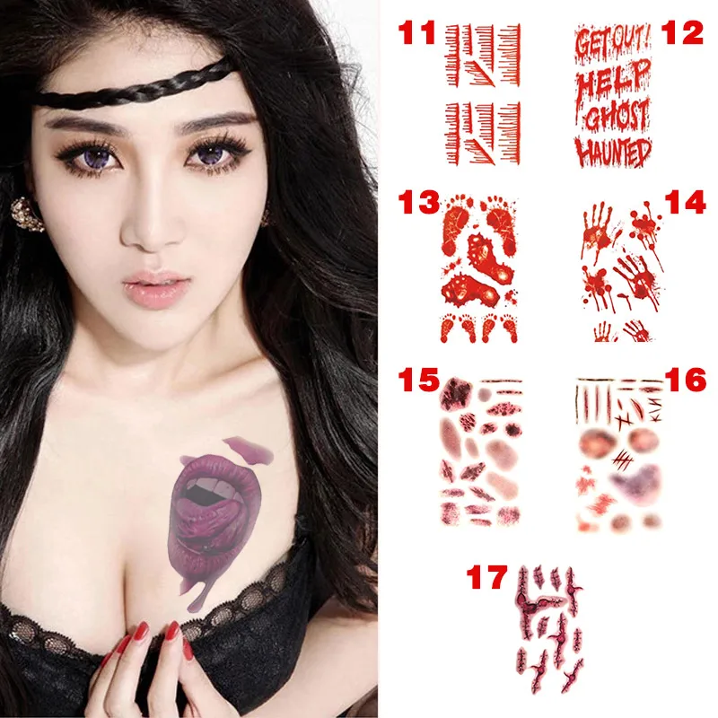 Buy 3D Scary Waterproof Temporary Tattoos Scar Tattoo