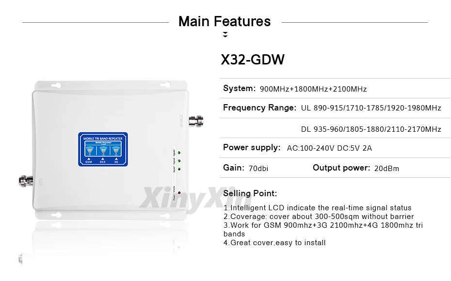 Мобильный усилитель сигнала 900 1800 2100 GSM DCS WCDMA LTE усилитель 2G 3g 4G сотовый ретранслятор усилитель Tri-Band 70 дБ