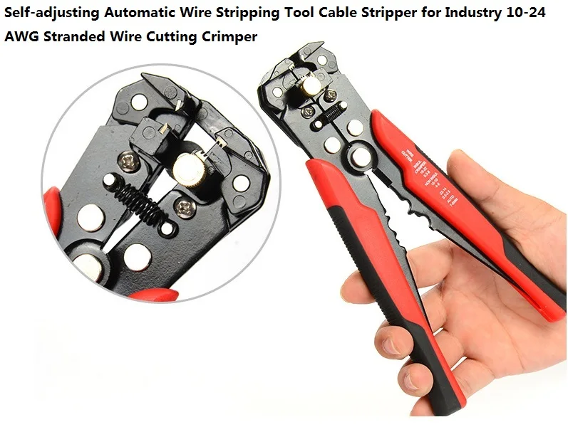 

Self-adjusting Auto Wire Stripping Tool Cable Stripper for Industry 10-24 AWG Stranded Wire Cutting Crimper Decrusation plier