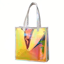 Прозрачные сумки для женщин, большая прозрачная Желейная сумка, большая емкость, Лазерная Сумочка, Прозрачная голограмма, сумка, пляжная сумка для женщин