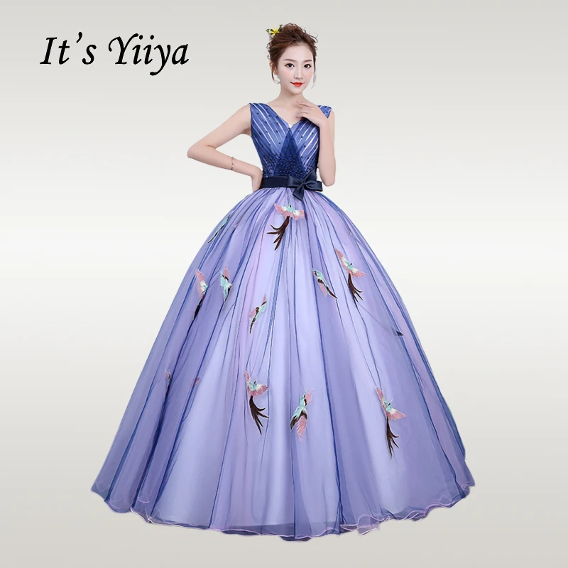 

It's YiiYa Wedding Dress Elegant Bow V-neck Wedding Gowns Embridery Sleeveless Plus Size Vestido de novia Free Shipping CH023