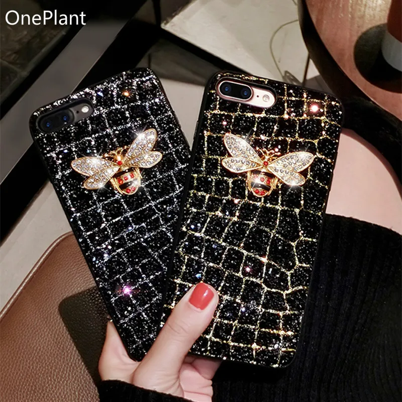 Luxury brand bee diamond glitter bling Case for iphone 7 8 Plus X XR XS MAX 13 12 11 Pro Cover Samsung S9 S10 Note 20 Ultra | Мобильные