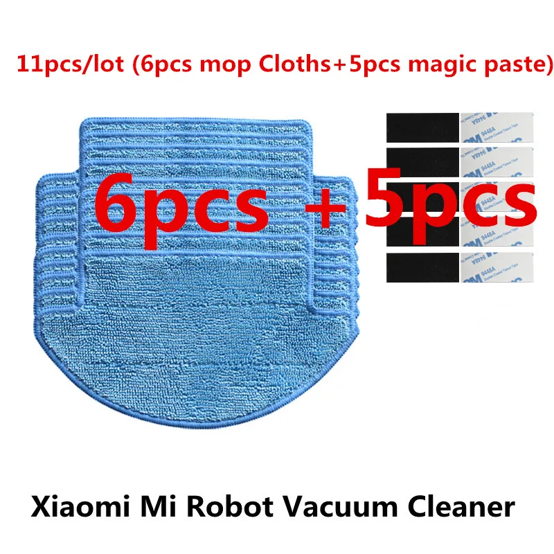 

For Xiaomi Mi robot vacuum cleaner parts kit 11pcs/lot (6pcs mop Cloths+5pcs magic paste) vacuum cleaner parts
