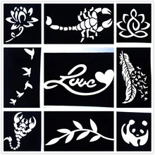 9 шт./лот DIY небольшой узор Аэрограф Трафареты тату Скорпион Перо Дизайн Henna Средства ухода за кожей Книги по искусству шаблона рисунок Трафареты тату
