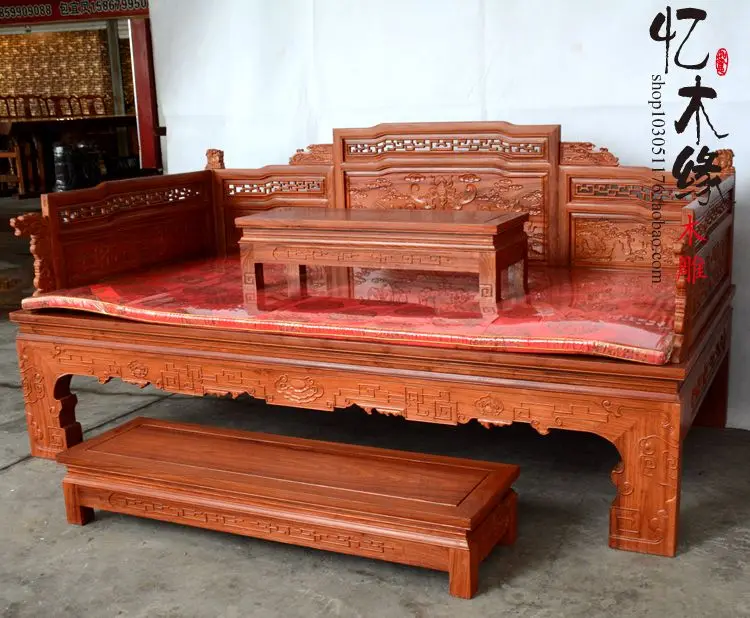 Dongyang rosewood arhat bed solid wood furniture rosewood sofa bed Chinese antique Ming and Qing lion Luo Hanchuang