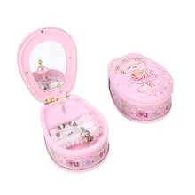 Милая Музыкальная шкатулка с мишкой, танцующей балериной, пластиковая шкатулка для украшений, карусель для девочек, ручная Люминесцентная музыкальная шкатулка, Подарочный механизм