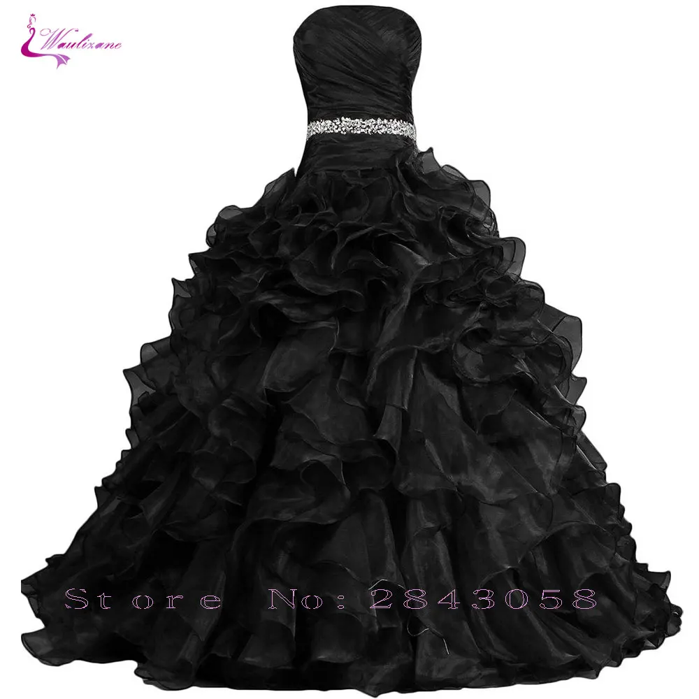 Праздничное платье из органзы без бретелек с оборками|organza quinceanera dresses|quinceanera