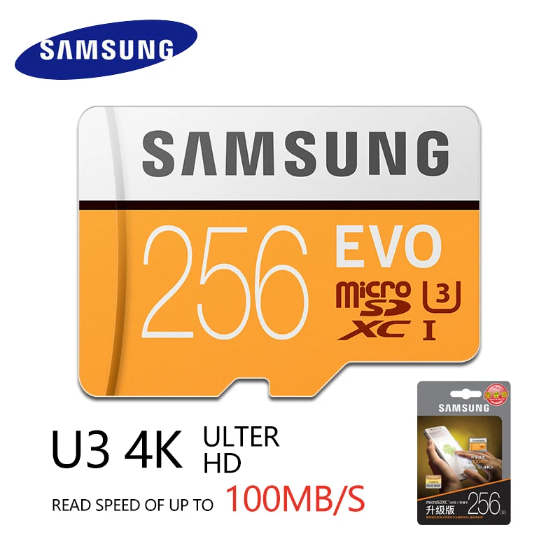 Карта памяти samsung EVO, 256 ГБ, 128 ГБ, 64 ГБ, Micro SD, класс 10, 4 K, Ultra HD, MicroSD карта C10, UHS-I, транс-флэш для samsung Galaxy S8, S7