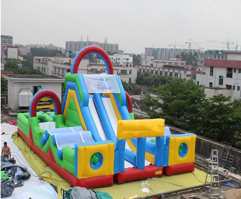

Inflatable bouncer jumping obstacle,children inflatable fun city inflatable bouncer jumping slides for kids with blower