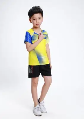 Теннисная одежда для детей, детские рубашки для бадминтона, теннисные костюмы, одежда для настольного тенниса, комплект для пинг-понга, Детская рубашка и шорты для настольного тенниса - Цвет: G