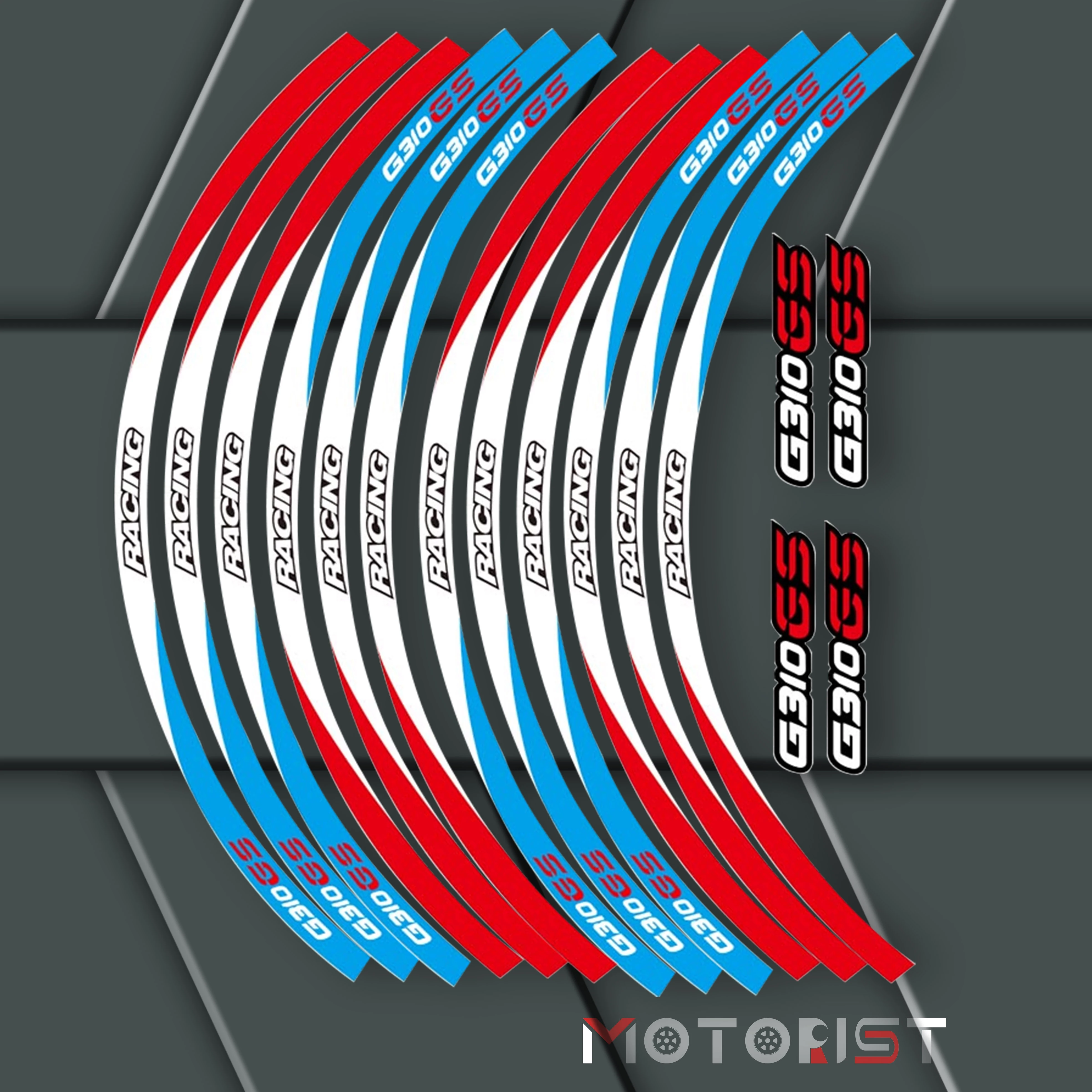 

a set of 12pcs high quality motorcycle wheel decals waterproof Reflective stickers rim stripes For BMW G310GS