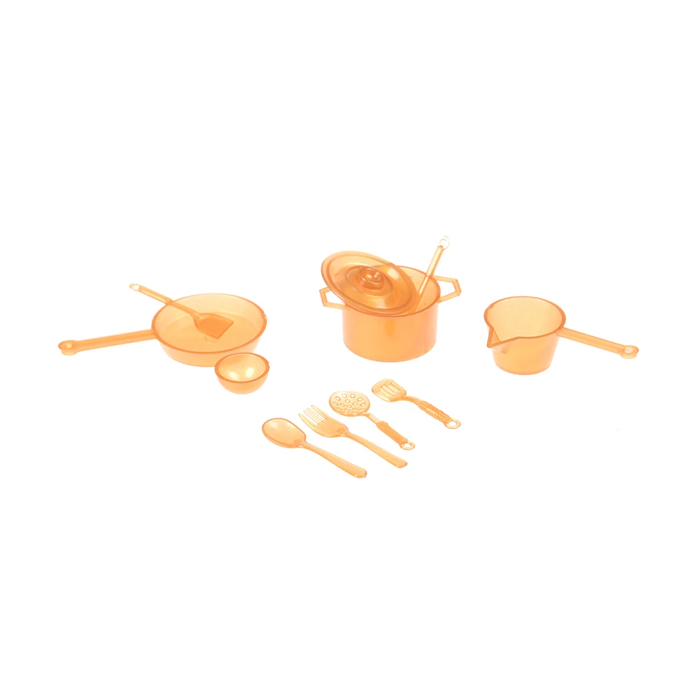 

10pcs 1:12 Plastic Dollhouse Miniature Food Toys Figure Fork Pot Kitchen Set For Children Accessories Dolls Brinquedos Meninon