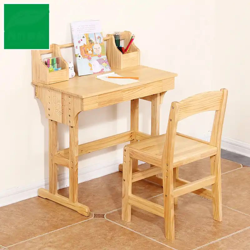 wooden desk and chair for child