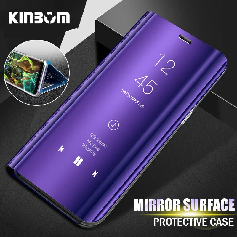 

KINBOM smart Mirror Flip Stand phone Case For Xiaomi Redmi Note 5 6 7 Pro shockproof shell For Redmi Note 3 4 4X 5A Cover Case