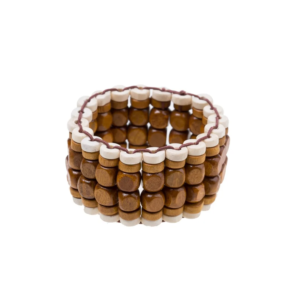 Ретро Широкий ручной работы темно/светло бисером деревянная подвеска эластичная цепь браслеты для женщин модный браслет