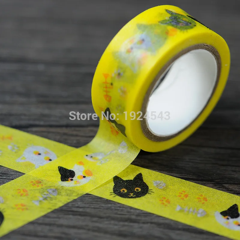 Бесплатная доставка Красивая лента washi/15 мм * 10 м DIY ленты/Прекрасный желтый кот бумажная клейкая лента