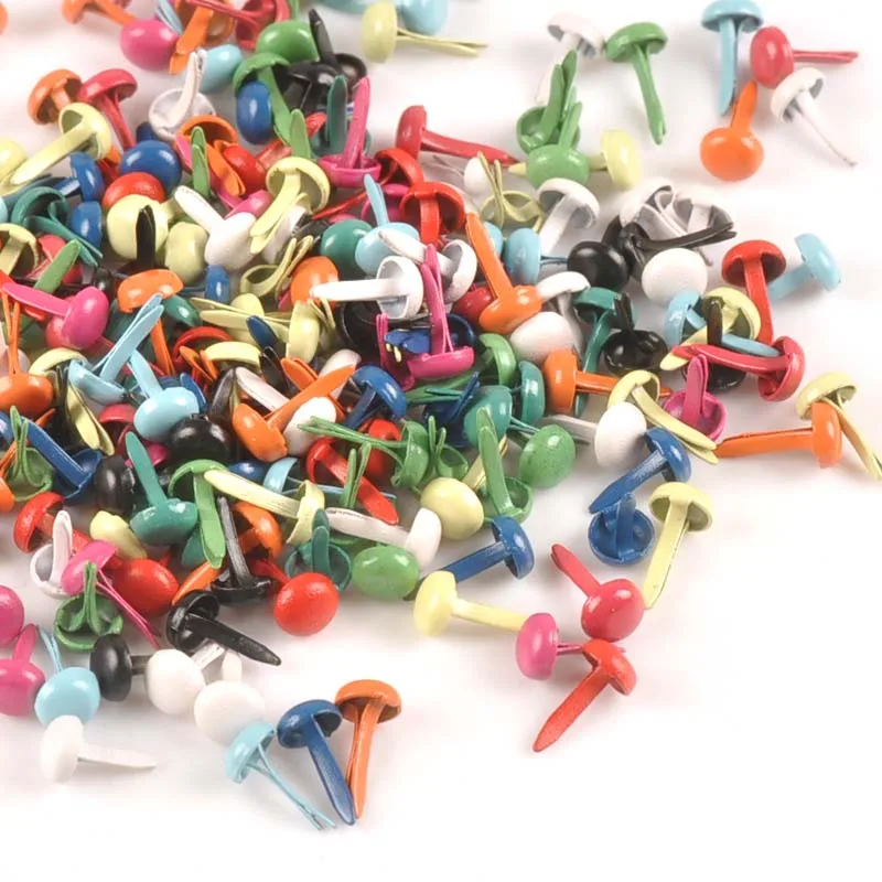 100Pcs 5X10mm Round Brads Metal Crafts Rivets Fastener DIY Scrapbooking Mixed Pastel Brad For Shoes Decor Embellishments c1114 metal brads scrapbooking decoration