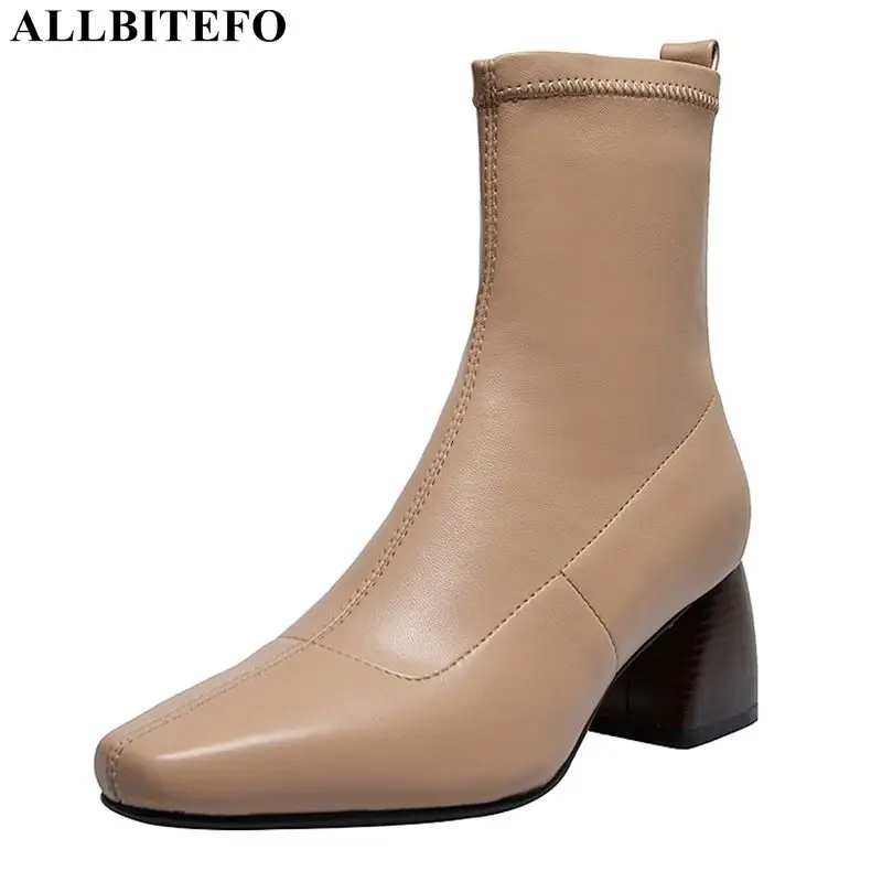 

ALLBITEFO 2019 new fashion sexy women boots high heel girls ankle boots autumn winter comfortable breathable Martin boots