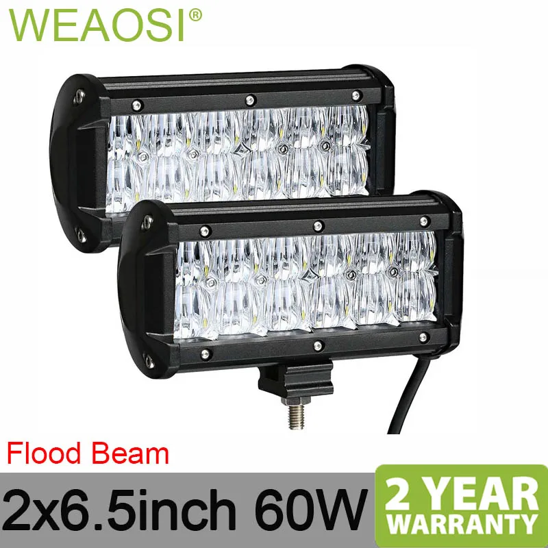 

2 pack 60W 5D double rows Waterproof Super Spot Flood Bright Offroad Led Light Bar work for Offroad 4WD