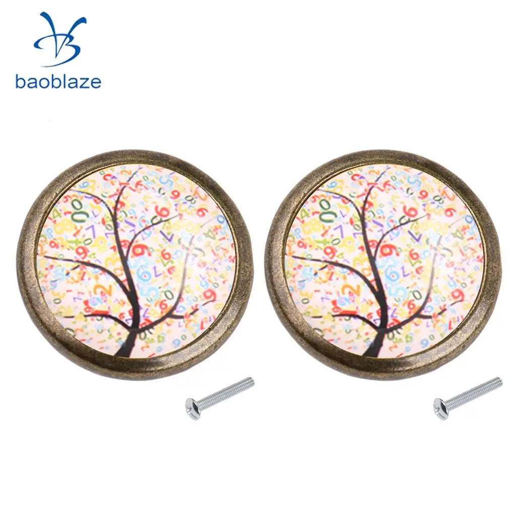 2PCS Zinc Alloy Tree Pattern Cabinet Drawer Pull Cupboard Wardrobe Knob Handle for Home Kids Bedroom Decor