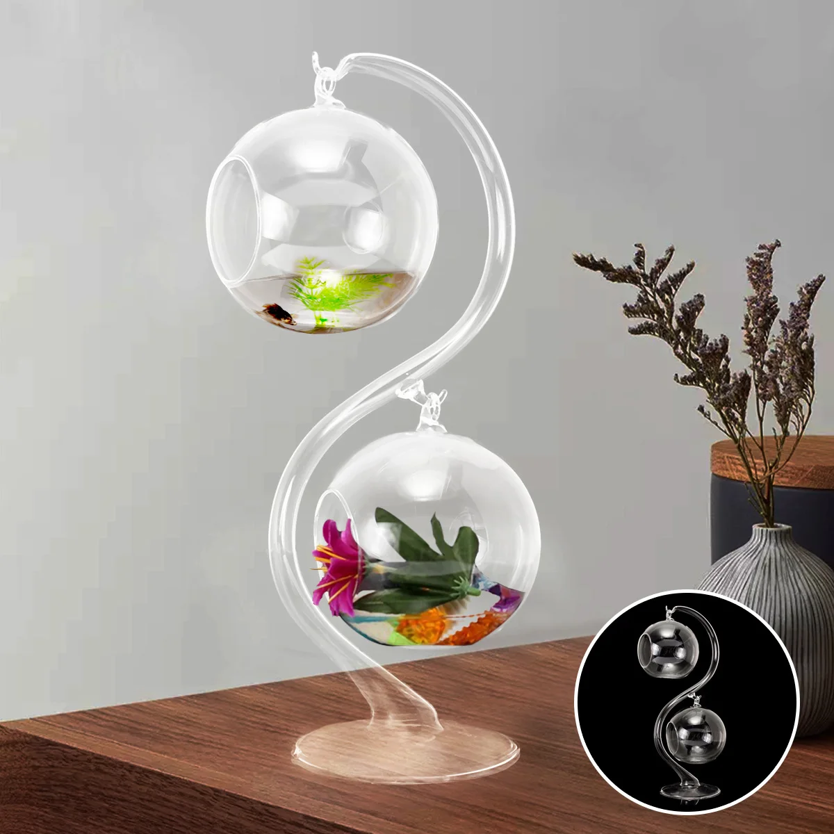 

New Hanging Crystal S bracket Clear Glass Plant Flower Vases Kits Hydroponic Stand Container Holder Home Decor