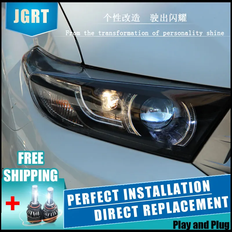 2PCS LED Headlights For Toyota Highlander 2012 2013 2014 Car Led Lights Double Xenon Lens Car 