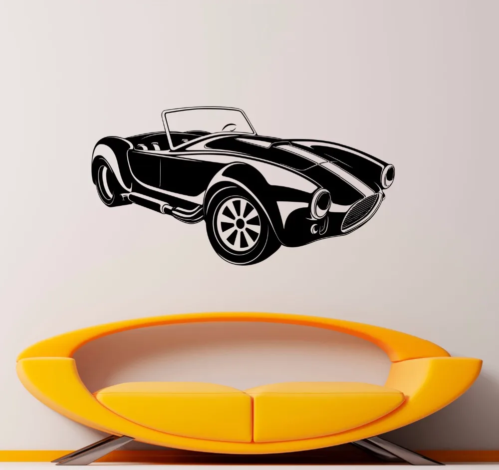 Classic Vintage Car Wall Sticker Luxurious Black Racing Sport Car Decal Vinyl Wall Decals Home