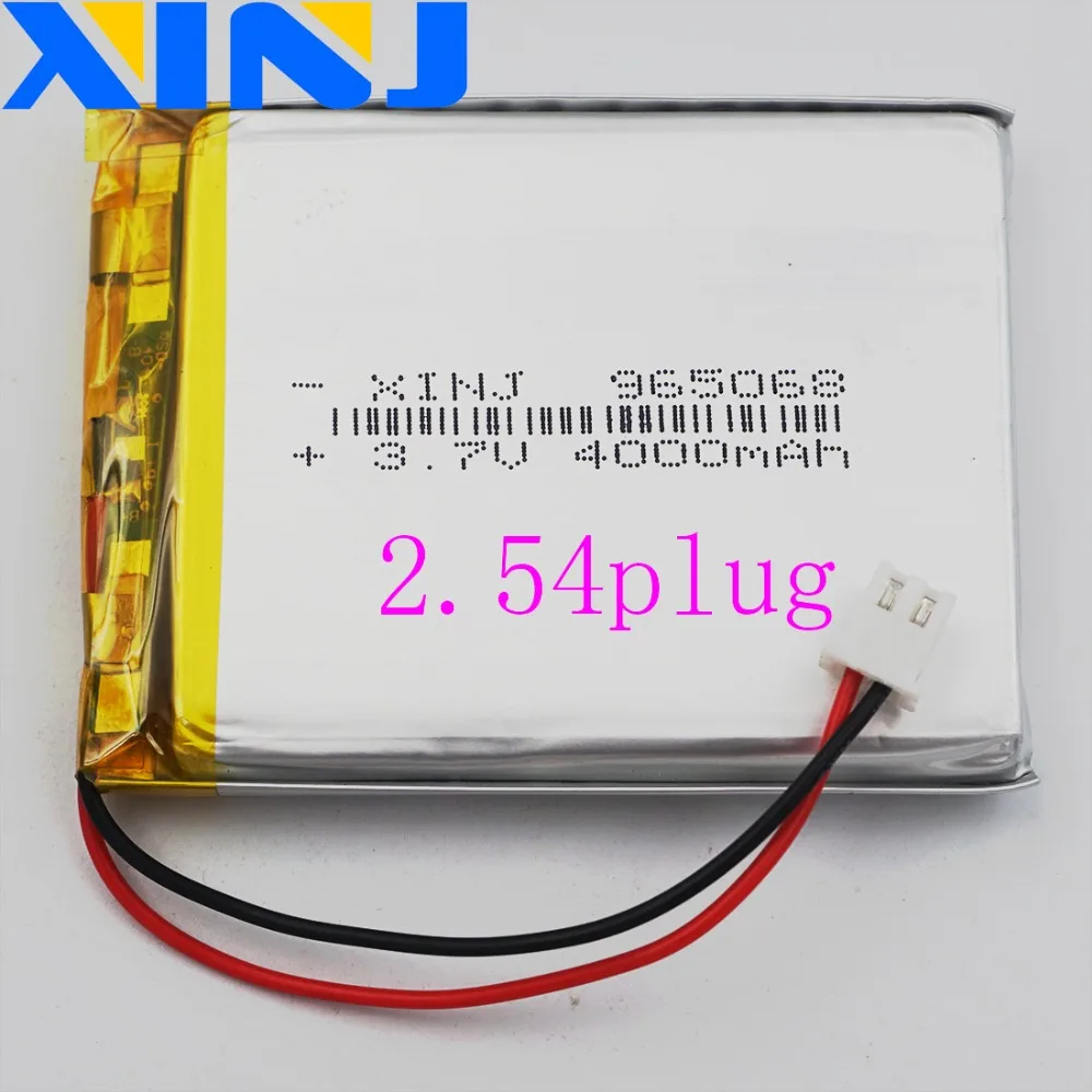 

XINJ 3.7V 4000 mAh 2pin JST 2.54mm Lithium Polymer Rechargeable Li-Po Battery 965068 For GPS MID PSP Phone Power bank Tablet PC