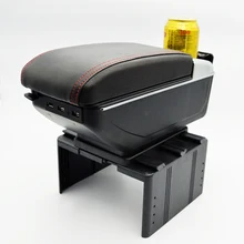 Универсальный Кожаный Автомобильный подлокотник центральный ящик для хранения с подстаканником центральная консоль подлокотники