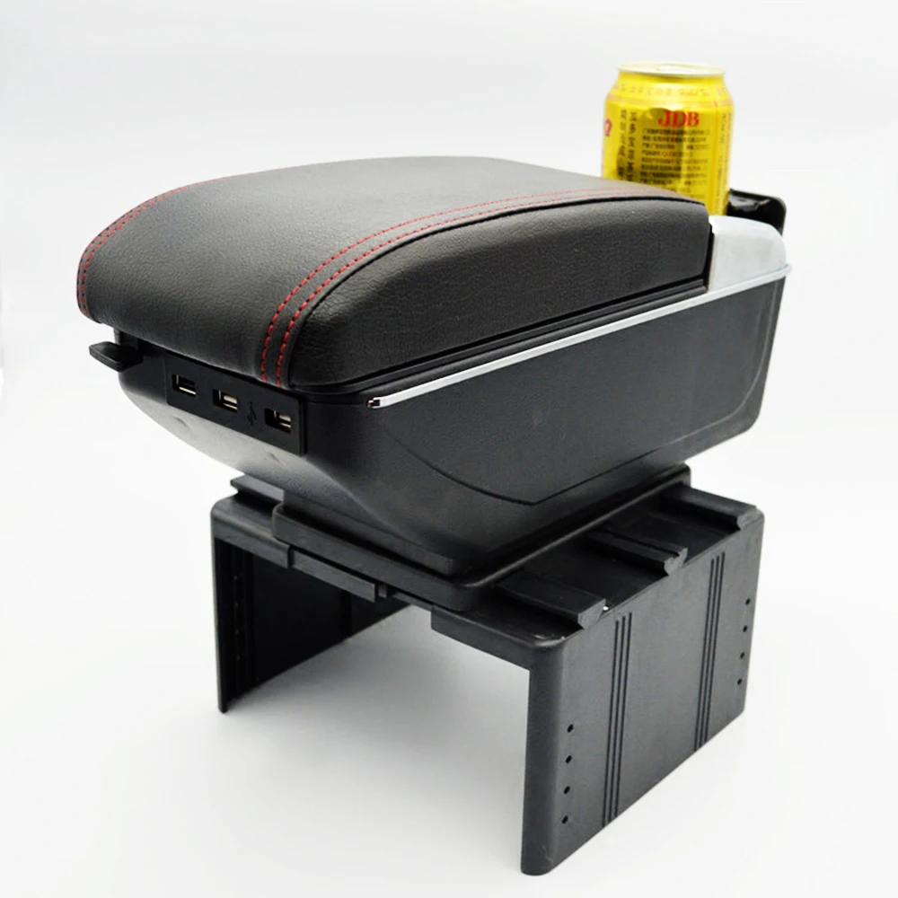 Universal Leather Car Armrest Central Store Content Storage Box with