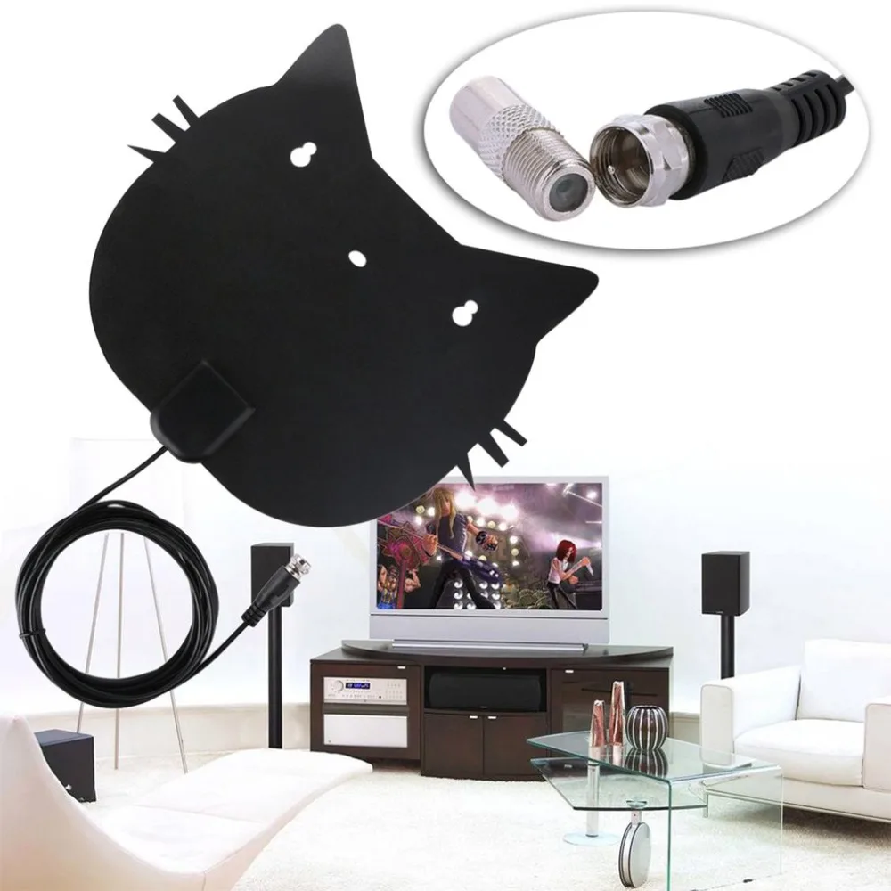 

Mini Digital TV Aerial Lovely Cat Shape VHF UHF Television Aerial 1080P HD 50 Miles Reception Range Indoor Aerial